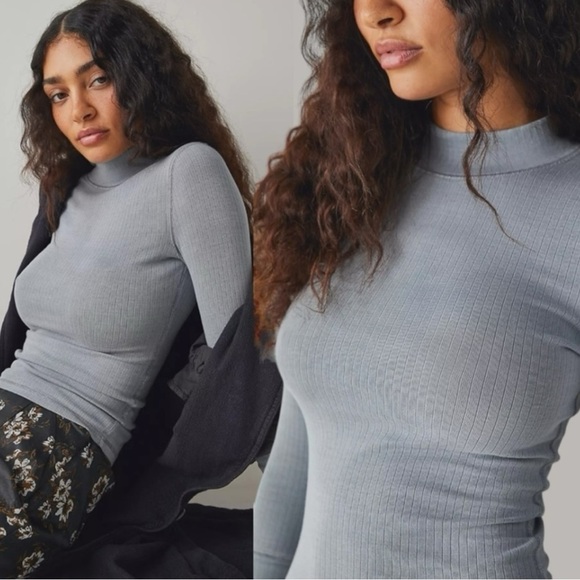 Free People Rickie Long Sleeve Top in Grey Haze Size XS Grunge Layering Thermal - Picture 1 of 15